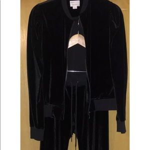 David Lerner, black velvet, jogging suit